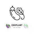 Vector Eggplant icon Vegetables logo. Thin line art design