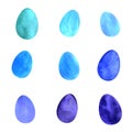 Vector eggs for Easter in blue and purple tones