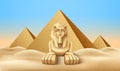 Vector Egypt pyramid and sphinx landmark realistic Royalty Free Stock Photo