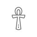 Egyptian ankh, religious symbol line icon.