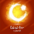 Vector Eid-Al-Fitr text with crescent