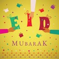 Vector Eid Mubarak gift card or package cover for muslim holidays Royalty Free Stock Photo