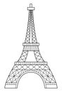 Vector Eiffel tower line icon. Paris sight black and white illustration