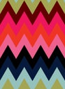 Vector eight color zig zag seamless pattern background.