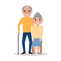 Vector elderly couple grandparents, aged people