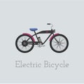 Vector electric bicycle illustration. Electric bicycle isolated on white background. Bike . Electric-bicycle moto bike illus Royalty Free Stock Photo