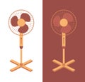 Vector electric fan isolated on background. Household devices for air cooling and conditioning, climate control. Vector