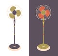 Vector electric fan isolated on background. Household devices for air cooling and conditioning, climate control. Vector