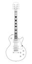Vector Electric Guitar, isolated on white background. Vector black and white illustration. Royalty Free Stock Photo
