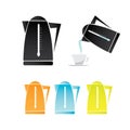 Vector electric kettle icon set.