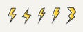 Vector electric lightning bolt logo set