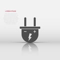 Vector electric plug icon in flat style. Power wire cable sign illustration pictogram. Wire business concept Royalty Free Stock Photo