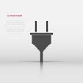 Vector electric plug icon in flat style. Power wire cable sign illustration pictogram. Wire business concept Royalty Free Stock Photo