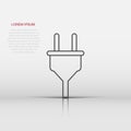 Vector electric plug icon in flat style. Power wire cable sign illustration pictogram. Wire business concept Royalty Free Stock Photo