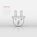 Vector electric plug icon in flat style. Power wire cable sign illustration pictogram. Wire business concept Royalty Free Stock Photo