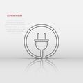 Vector electric plug icon in flat style. Power wire cable sign illustration pictogram. Wire business concept Royalty Free Stock Photo