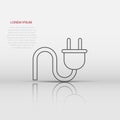 Vector electric plug icon in flat style. Power wire cable sign illustration pictogram. Wire business concept Royalty Free Stock Photo