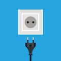 vector electrical plug inserted in electric socket Royalty Free Stock Photo