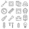 Vector Electricity outline icons set on white background