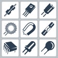Vector electronic components icons set
