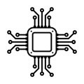 vector electronic processor chip icon