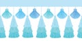 Vector Elegant Blue Layered Decorative Tassels Set Horizontal Seamless Repeat Border Pattern. Great for handmade cards