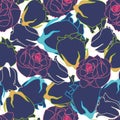Vector elegant colorful roses flowers seamless pattern