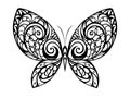 Vector elegant patterned butterfly silhouette isolated on white background