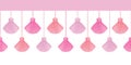 Vector Elegant Pink Decorative Tassels Set Horizontal Seamless Repeat Border Pattern. Great for handmade cards