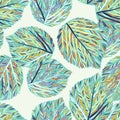 Vector elegant seamless pattern with striped leaves Royalty Free Stock Photo