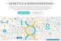 Vector elegant thin flat line Genetics and bioengineering concept. Website header banner elements layout. Presentation Royalty Free Stock Photo