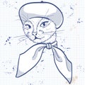 Vector elegant woman with cats head