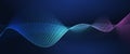 Vector element. Abstract wave line, particle dot pattern, neon light on dark blue gradient background. Modern futuristic Royalty Free Stock Photo