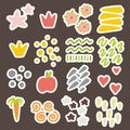 Vector elements for the design of children, postcards, banners, stickers. Hearts, stars, crowns, strokes of bright colors