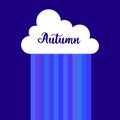 Vector elements for greeting card, invitation, poster, T-shirt design. cloud, rain, fall, lettering, blue sky. Autumn.