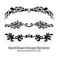 Vector elements of hand drawn paragraph dividers or fancy underline patterns Royalty Free Stock Photo