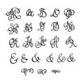 Vector elements, monogram and ampersand