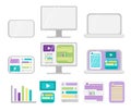 Vector elements for online training and courses, digital class, webinar. Computer, tablet, laptop, infographics for Royalty Free Stock Photo