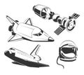 Vector elements for vintage space, astronaut labels and emblems