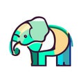 Vector elephant with big ears with blue main color suitable for illustration, icon and logo design