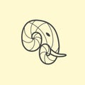 Vector Elephant head logo design. Line art elephant logo Royalty Free Stock Photo