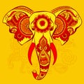 Vector Elephant on the Henna Indian Ornament