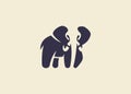 Vector of elephant logo, clever white or negative space style, flat color with minimalist simple shape
