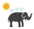 Vector Elephant Under Sun Heat Triangle Filled Icon