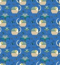 Vector elephants with nature seamless pattern background