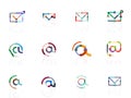 Vector email business symbols or at signs logo set. Linear minimalistic flat icon design collection Royalty Free Stock Photo