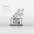 Vector email envelope message icon in flat style. Mail sign illustration pictogram. Laptop computer business concept Royalty Free Stock Photo