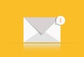 Vector email icon. Message vector symbol on yellow background Royalty Free Stock Photo