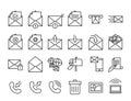 Vector Email, phone and communication thin line icon set. Royalty Free Stock Photo