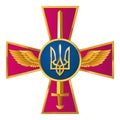 Vector emblem of the Air Forces of the Armed Forces of Ukraine. . Golden gradient